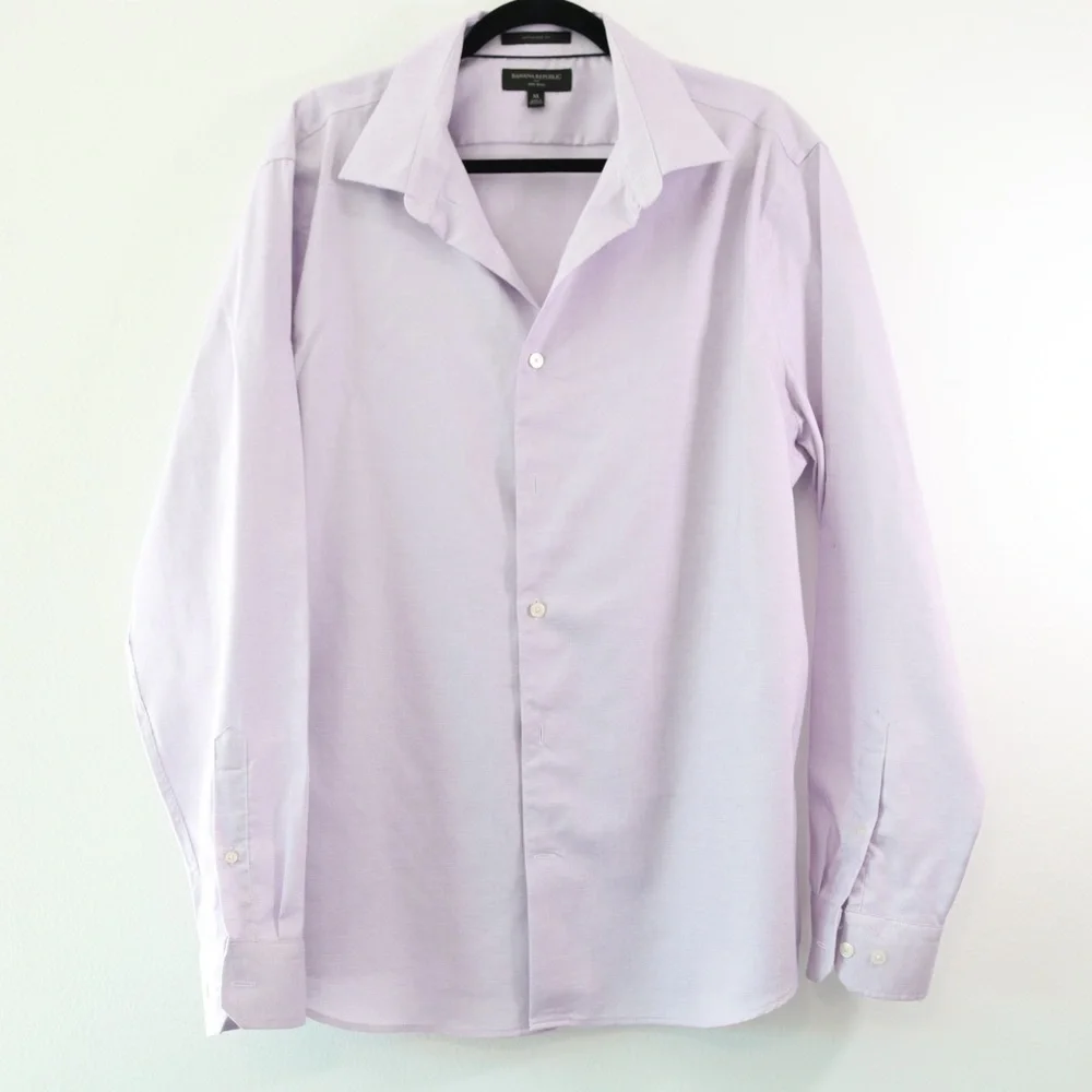 Banana Republic Men's XL Grant Fit Non-Iron 100% Cotton Long Sleeved Shirt LILAC